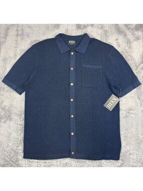 Culture Kings XXIII Button-Up Shirt Men 3XL Blue Acrylic Knit Rib Collar Travel